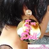 Gold Acrylic Round I AM DOLL Stud Earring